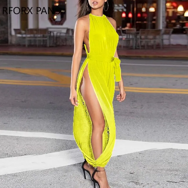 Trendy Solid Sleeveless Slit Jumpsuit