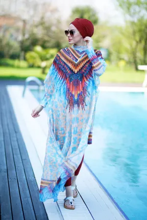 Tribal Pattern V-neck Loose Fit Kaftan