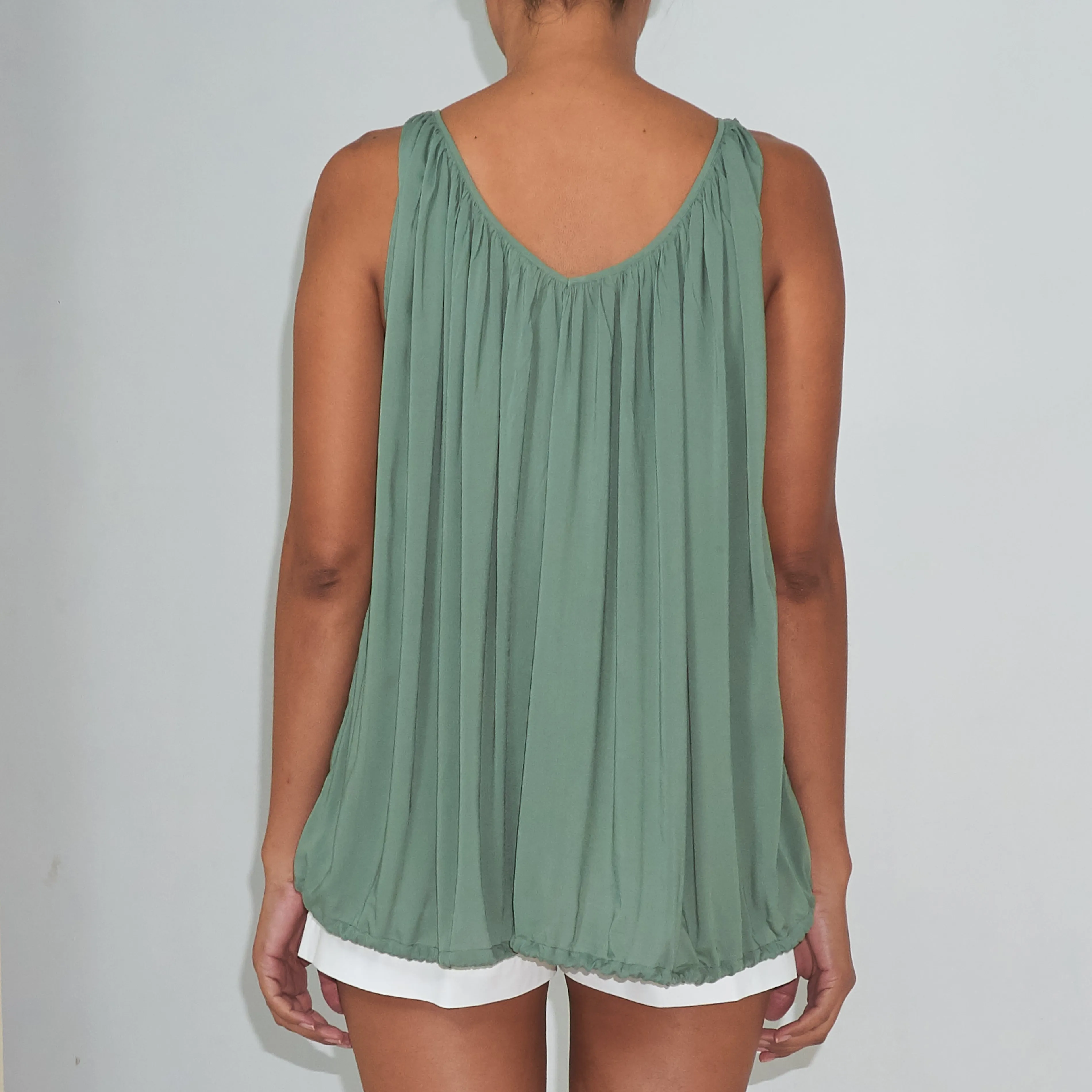 V-FLOW TOP - Rayon Voile | Light Olive Green