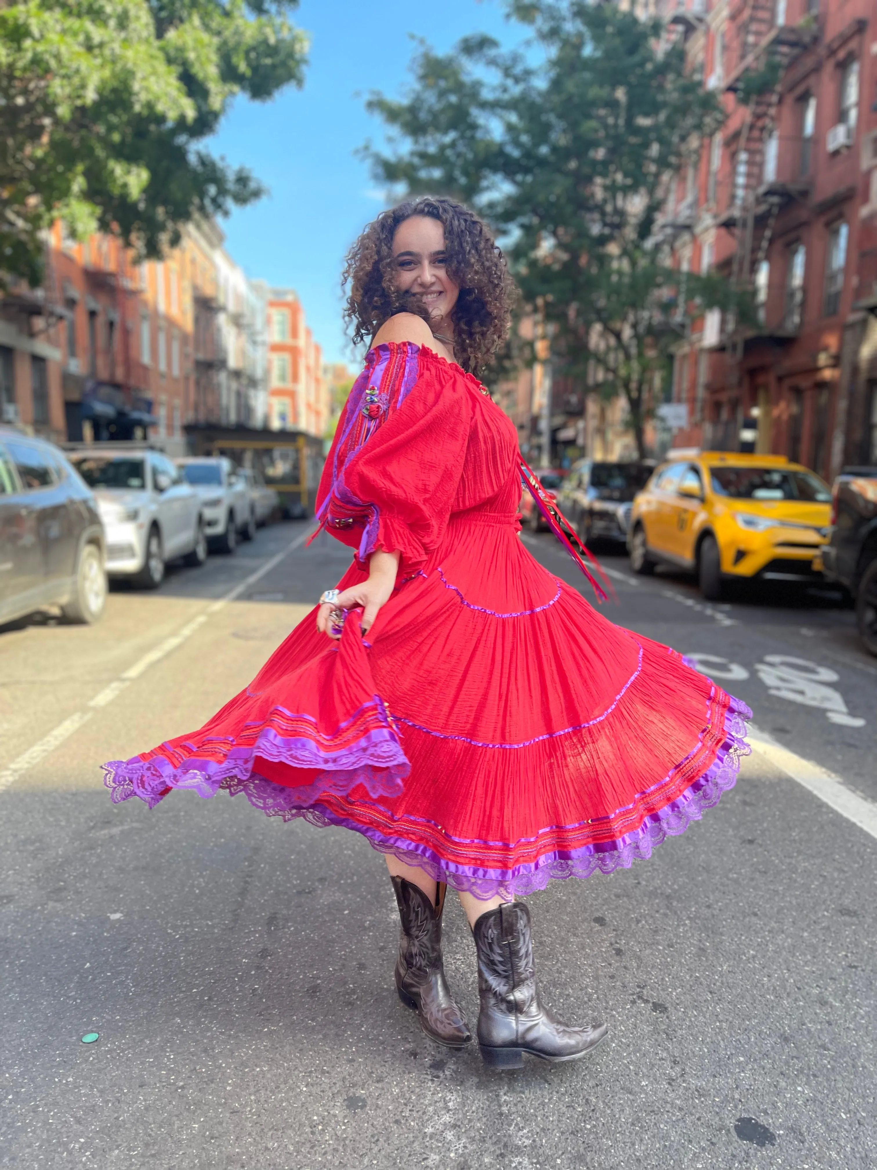 Vintage 80s Red Gauzey Maxi Dress