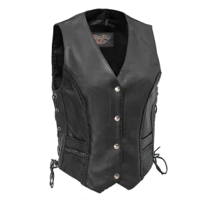 VL1051 Ladies Lace Side Vest with Gun Pockets and Trimmed In Braid