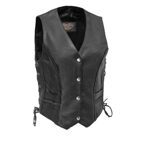 VL1051 Ladies Lace Side Vest with Gun Pockets and Trimmed In Braid