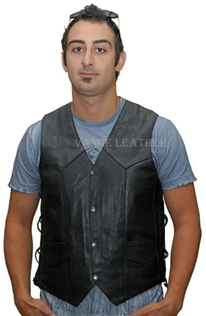 VL924 Vance Leather Men's Lace Side Vest with Single Seam Back