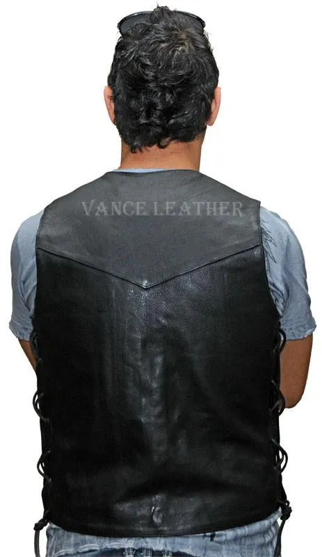 VL924 Vance Leather Men's Lace Side Vest with Single Seam Back