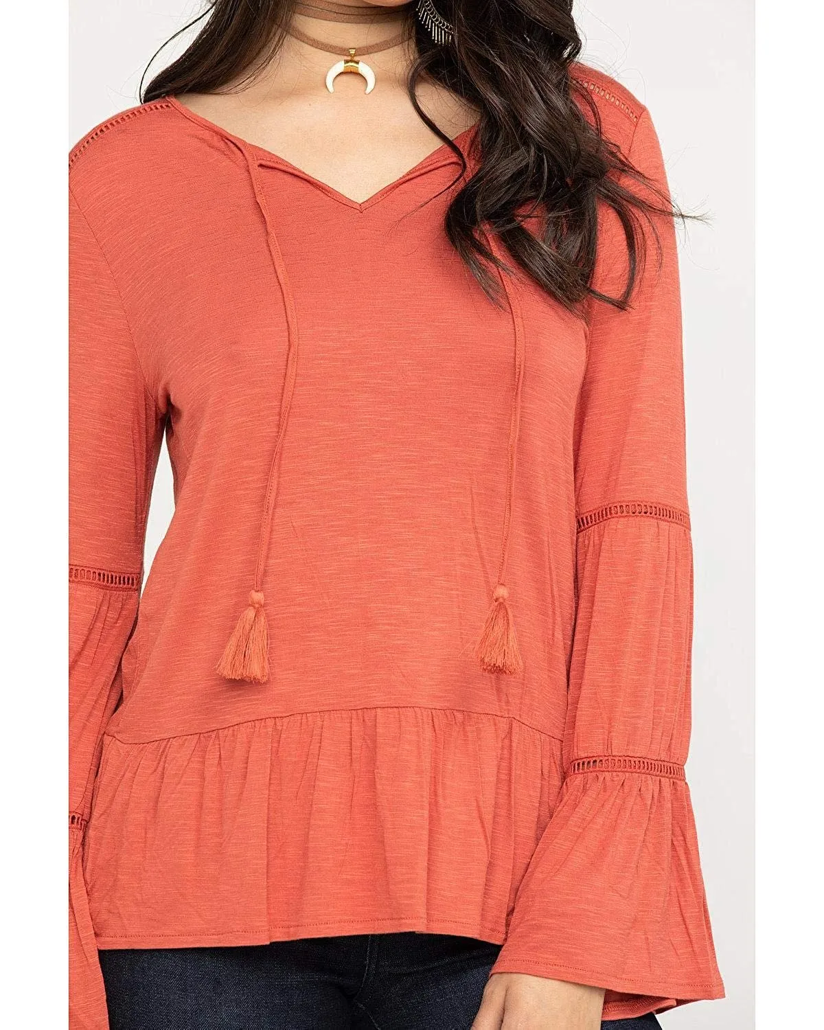 Wrangler Women's Coral Knit Tiered Peasant Top